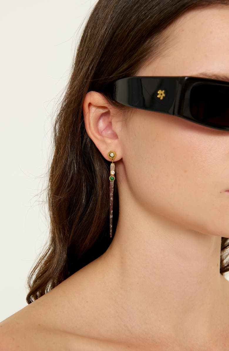 Éliou Spina Mismatched Drop Earrings, Alternate, color, Brown