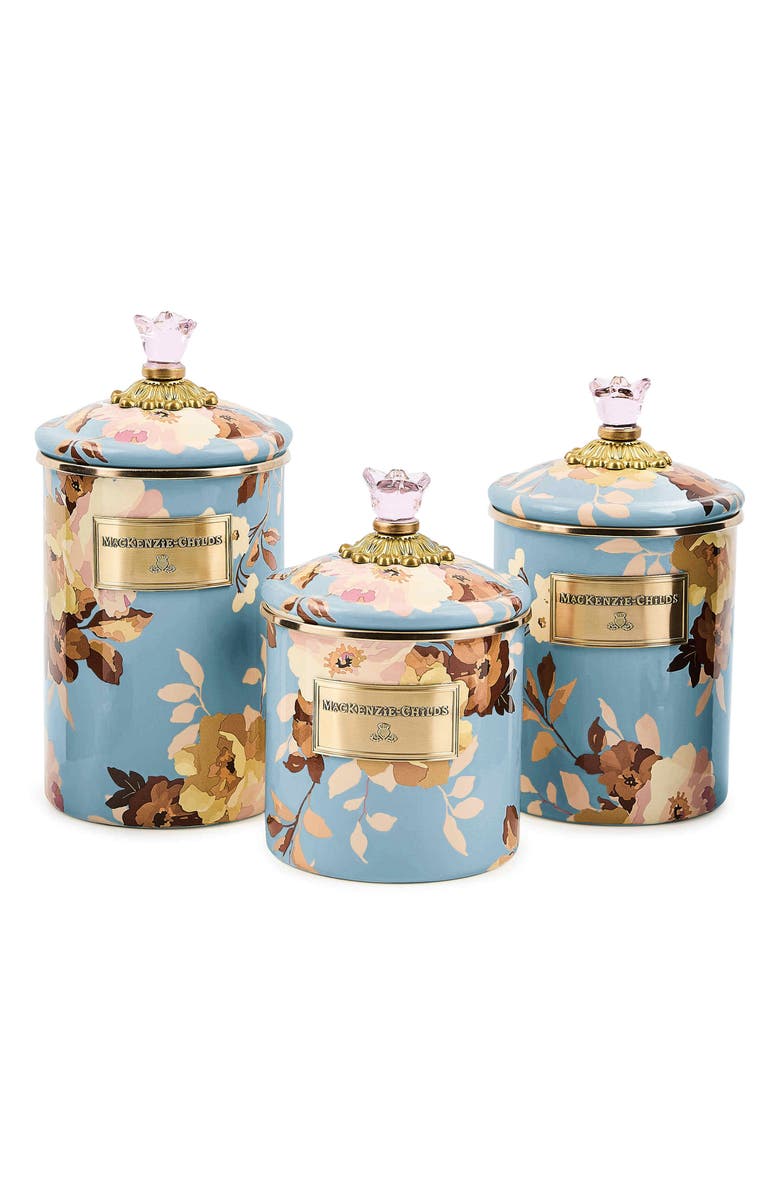 MACKENZIE CHILDS Wild Rose Slate Small Canister, Alternate, color, Blue