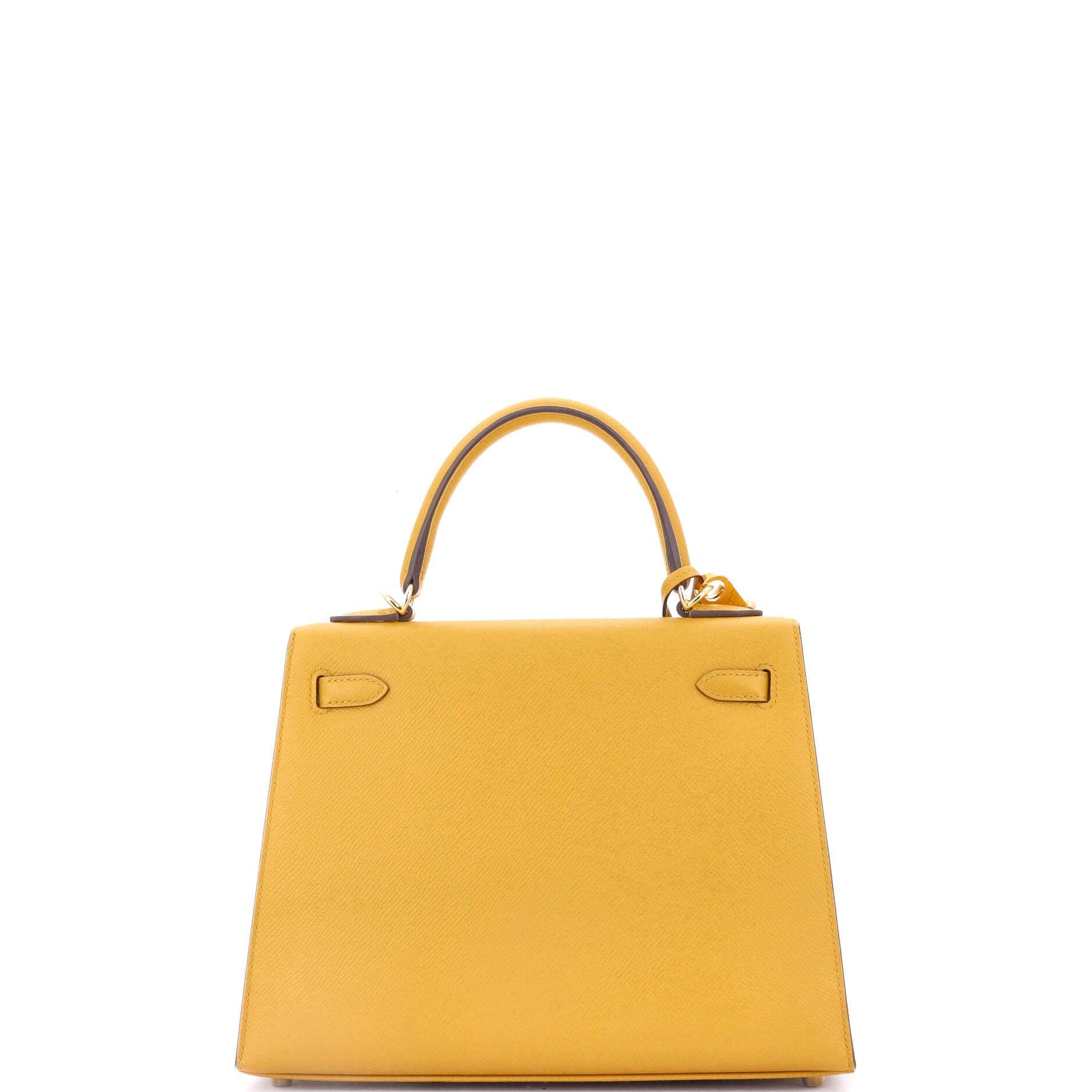 Pre-Owned Hermes Kelly Handbag Yellow Epsom with Gold Hardware 25, Alternate, color, 