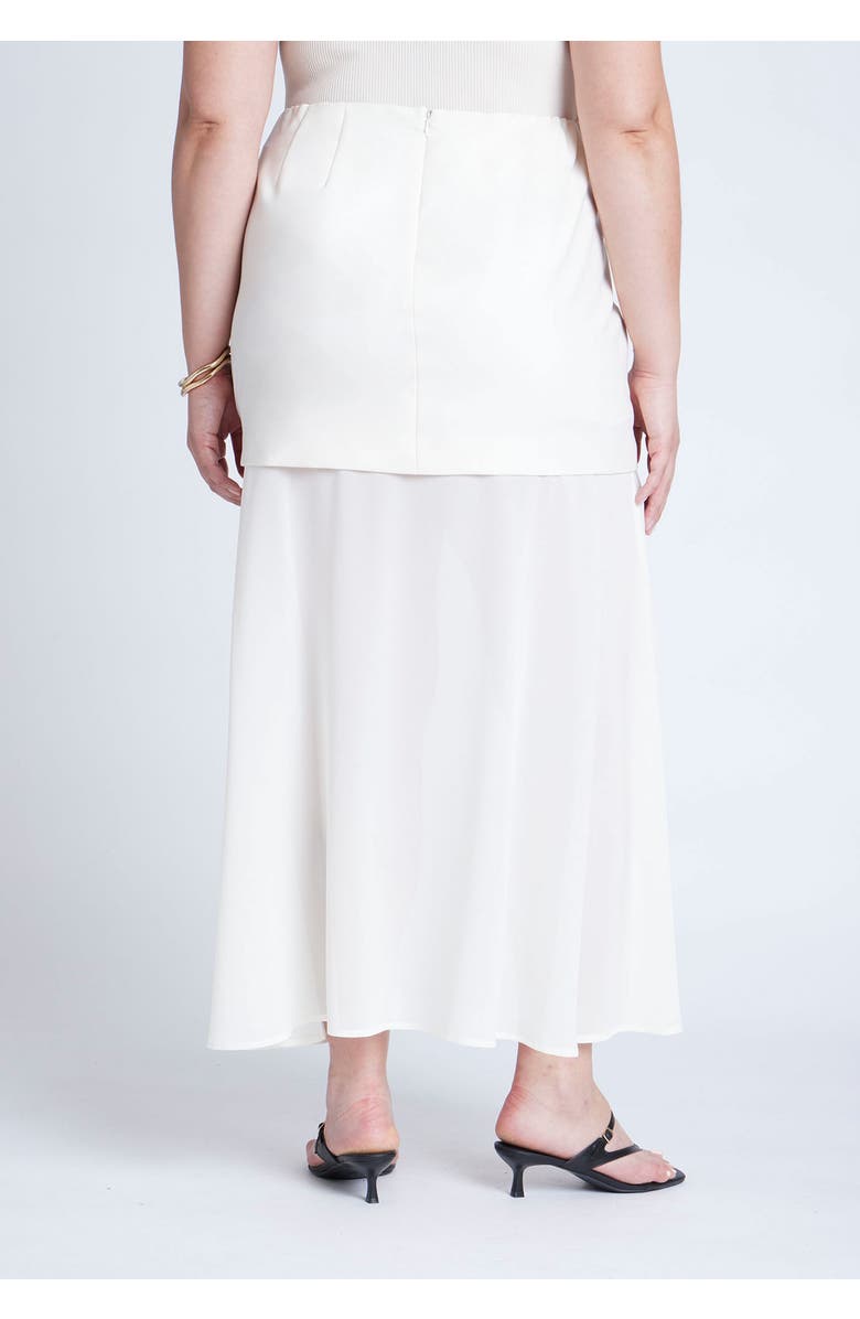 ELOQUII Mixed Media Skirt, Alternate, color, Cream