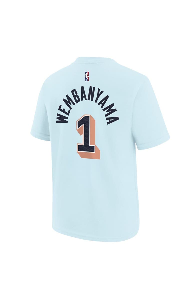 Nike Youth Nike Victor Wembanyama Light Blue San Antonio Spurs 2024/25 City Edition Name & Number T-Shirt, Alternate, color, 