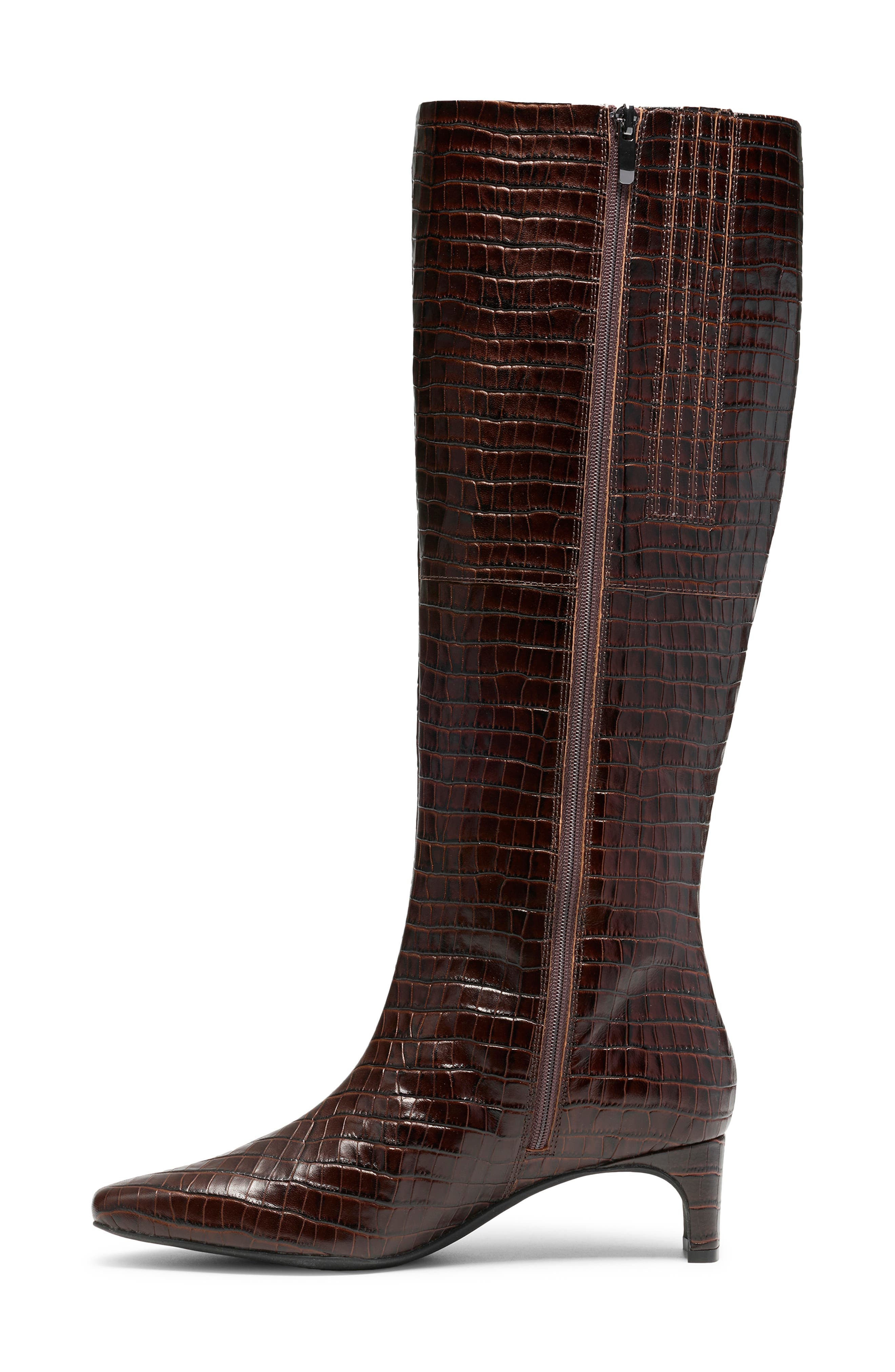 Edina Tall Leather Boot, Alternate, color, BROWN LEATHER