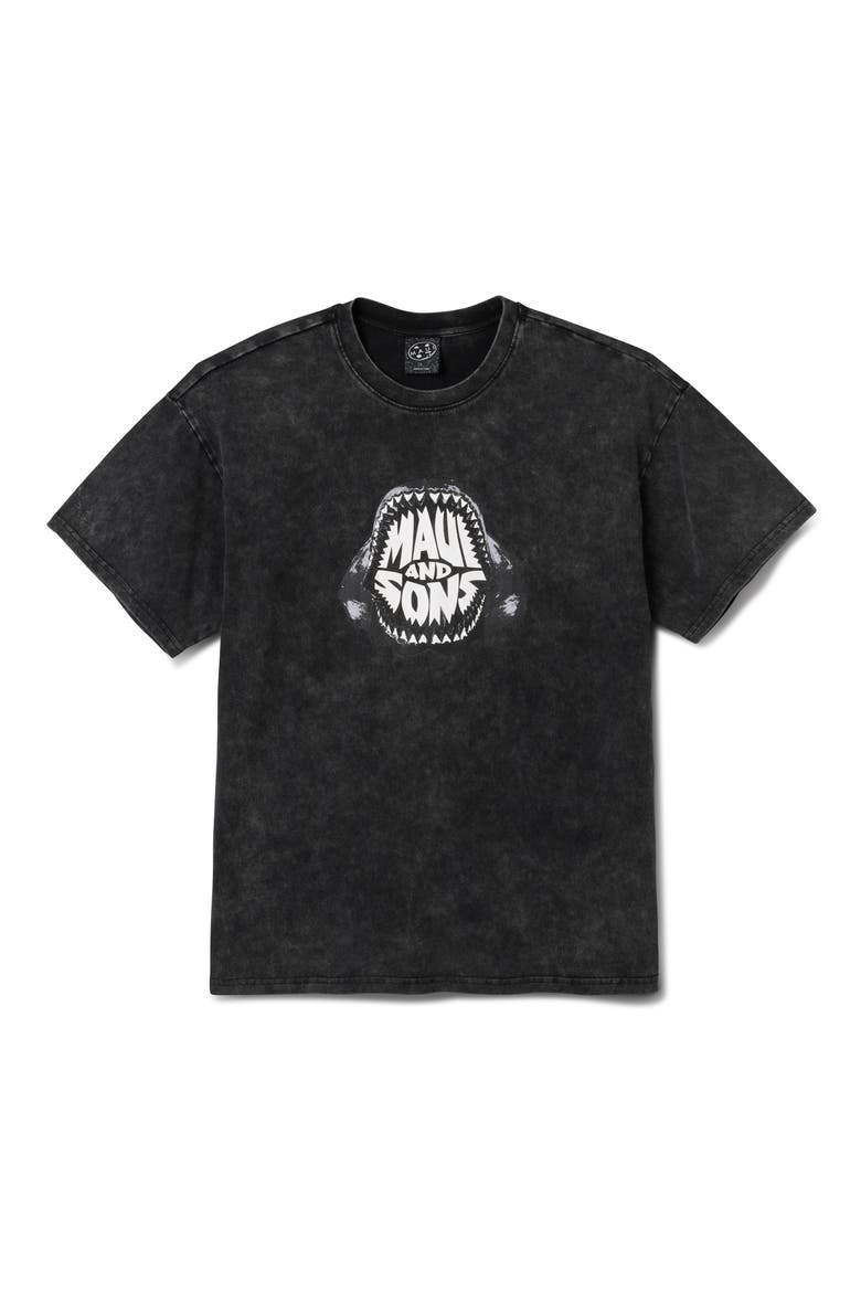 Shark Teeth Mineral Wash Cotton Graphic T-Shirt, Alternate, color, BLACK