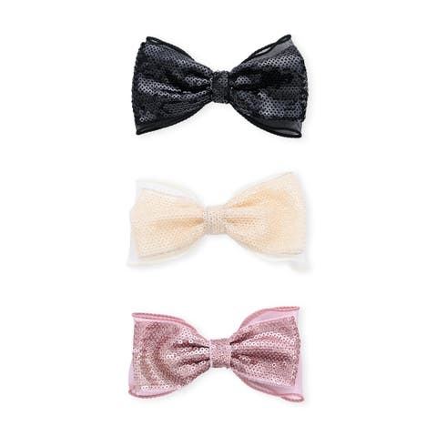 Sequin Bow Hair Clip Set