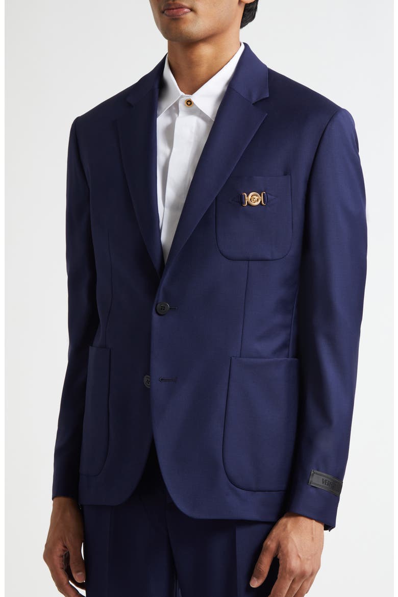 Medusa Biggie Wool Plain Weave Sport Coat, Alternate, color, INK