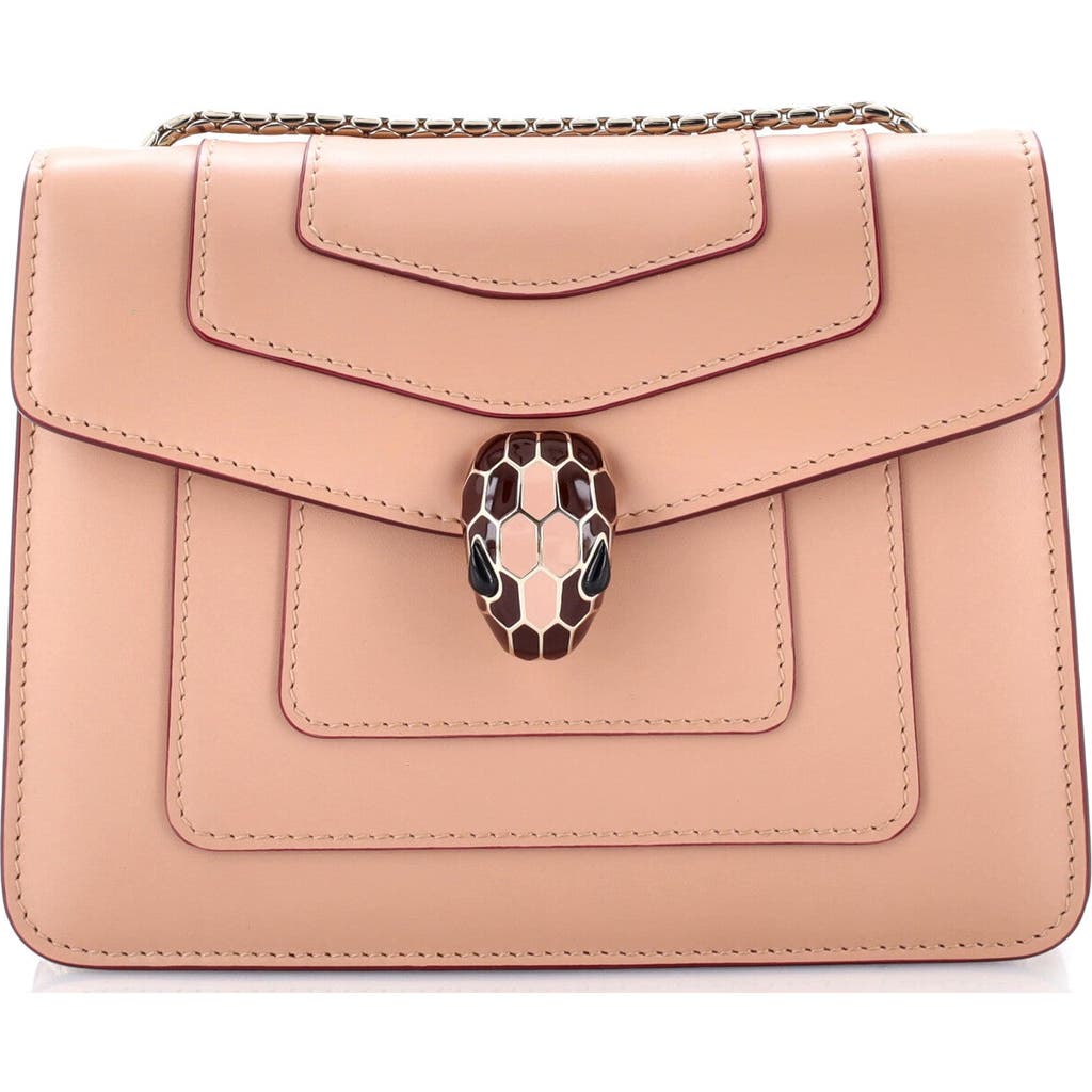 Pre-owned Bvlgari Bvlgari Serpenti Forever Square Shoulder Bag Leather Small In Neutral