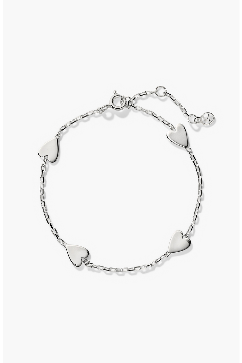 Heart Station Bracelet, Main, color, Sterling Silver
