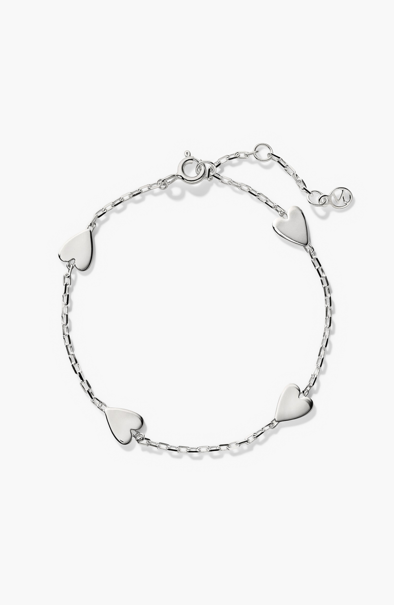 MEJURI Heart Station Bracelet, Main, color, Sterling Silver