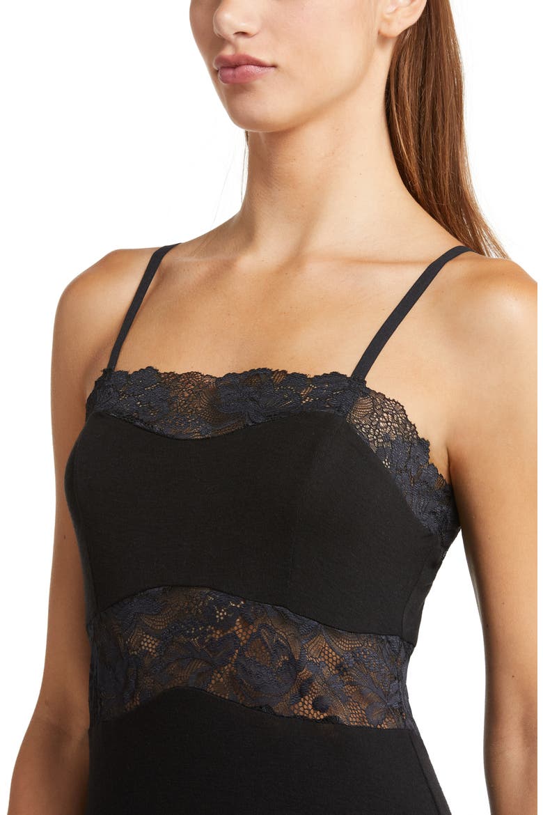 Moonchild Lace Inset Chemise, Alternate, color, BLACK