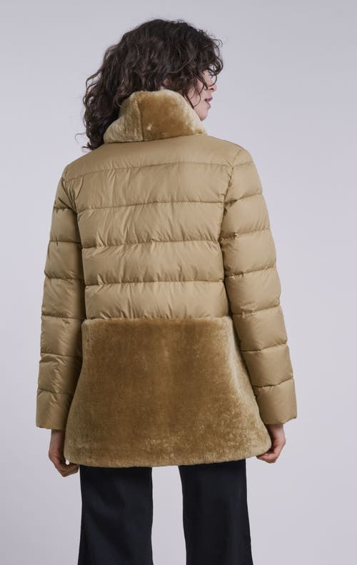 Blue Duck Down And Shearling Jacket In Brown