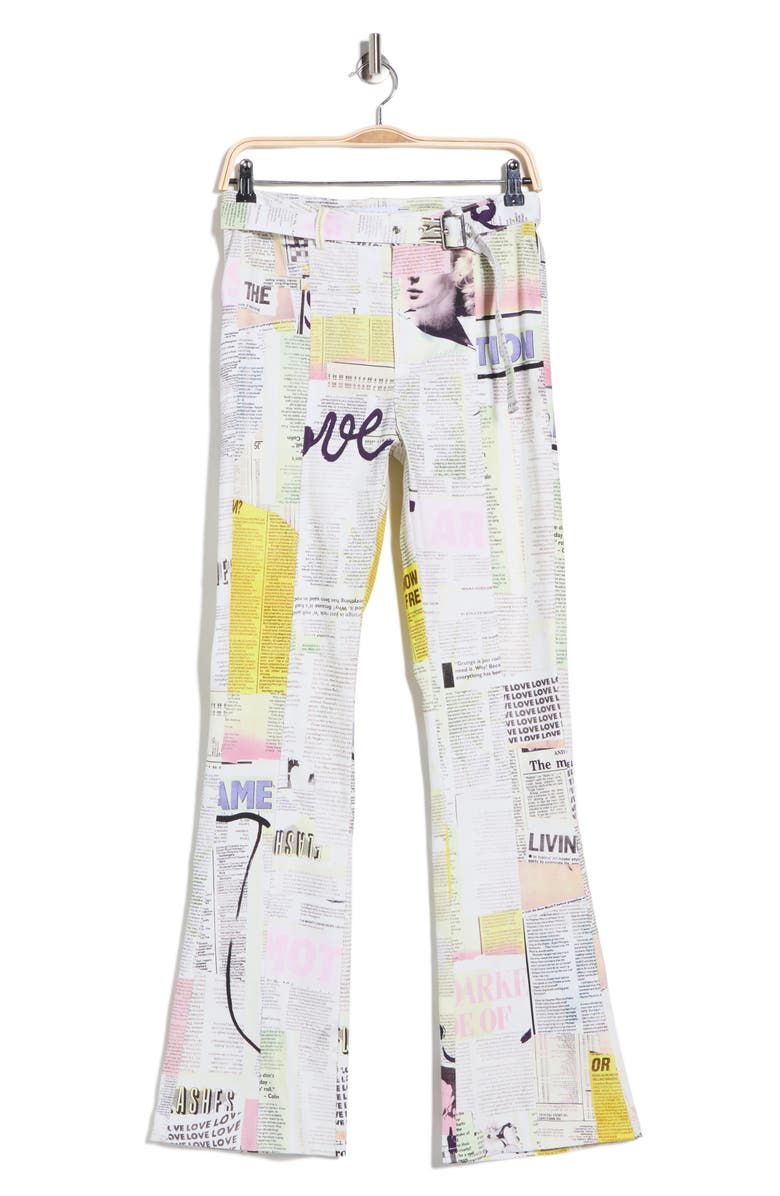 Desigual Belted Stretch Cotton Pants, Alternate, color, White