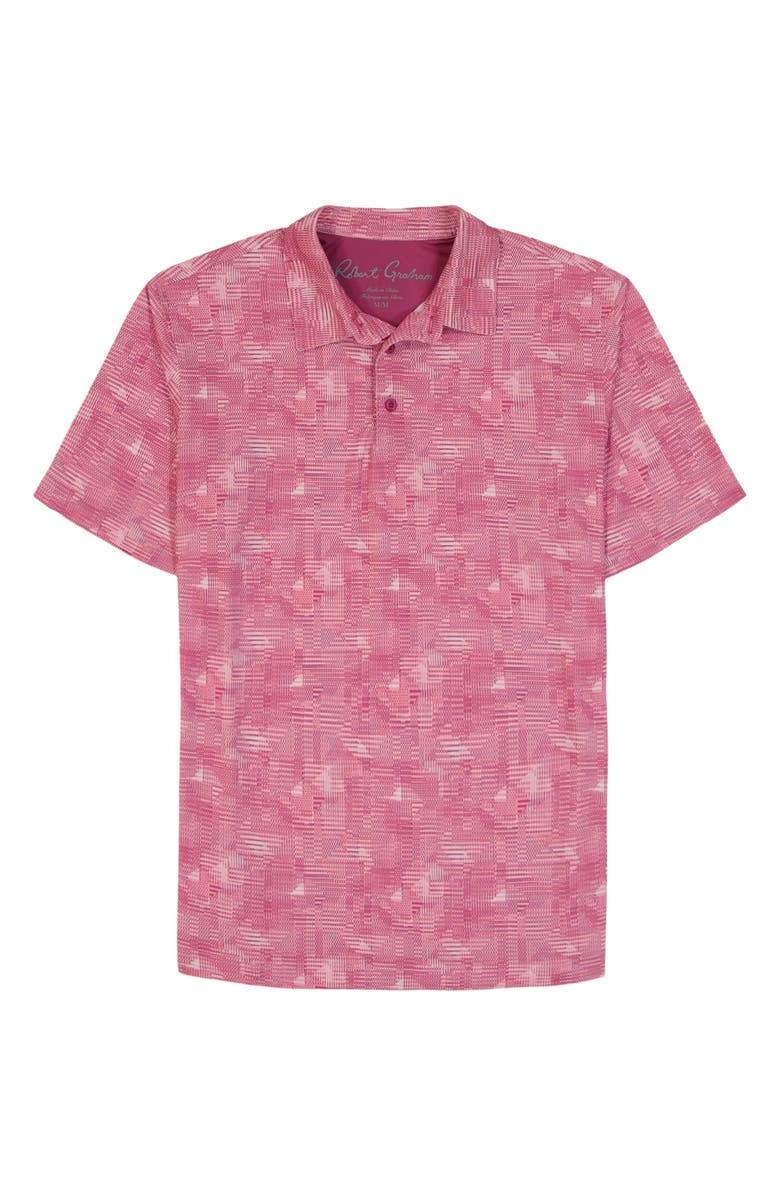 Robert Graham Norlen Geo Pattern Performance Golf Polo, Alternate, color, Pink