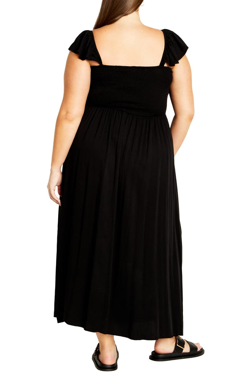 City Chic Tiarne Smocked Maxi Dress, Alternate, color, Black
