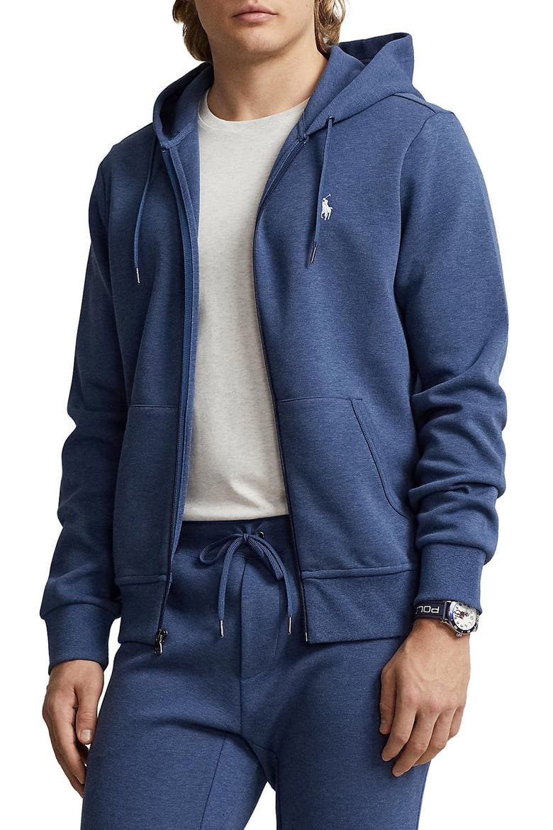 Double Knit Zip-Up Hoodie, Main, color, DERBY BLUE HEATHER