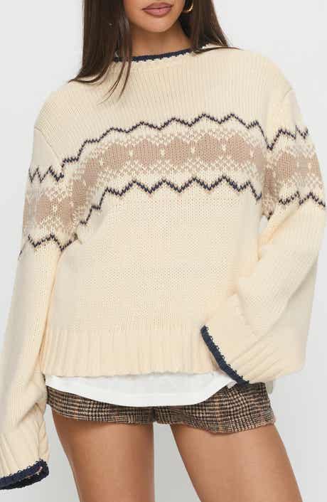 Madalynn Oversize Cotton Blend Jacquard Sweater
