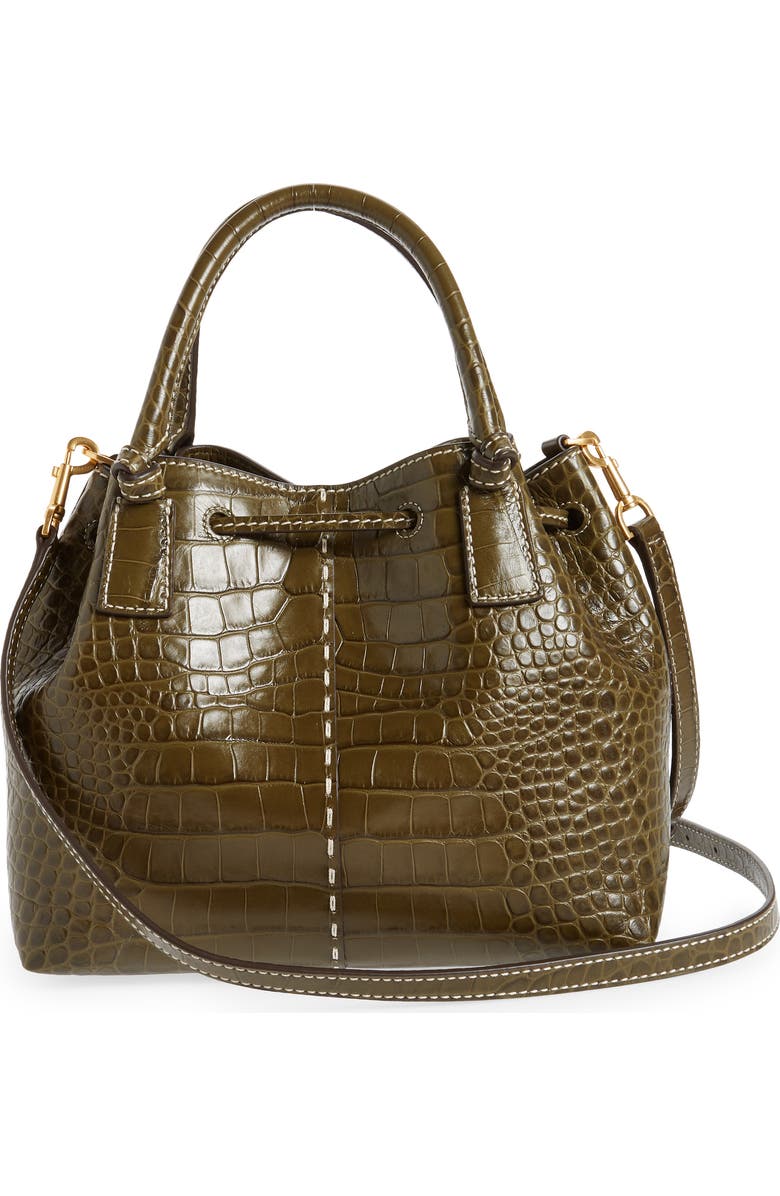 Tory Burch McGraw Small Drawstring Embossed Leather Satchel, Alternate, color,