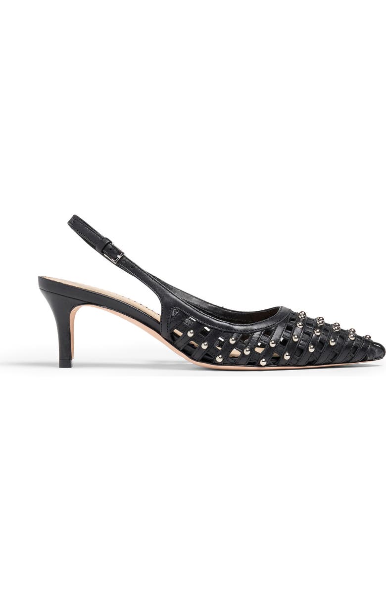 Cinq à Sept Rena Cage Studded Slingback Pointed Toe Pump, Alternate, color, Black