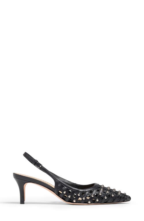Cinq À Sept Rena Cage Studded Slingback Pointed Toe Pump In Black