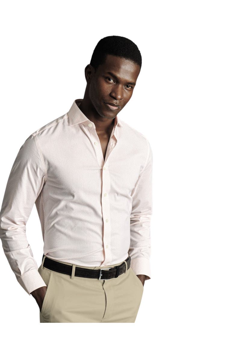 Geo Print Non-Iron Stretch Twill Shirt, Main, color, White