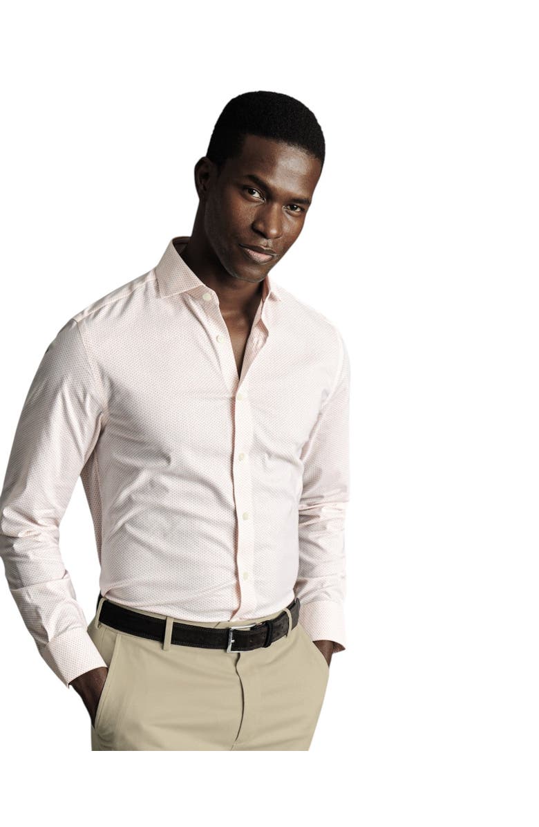 Charles Tyrwhitt Geo Print Non-Iron Stretch Twill Shirt, Main, color, White