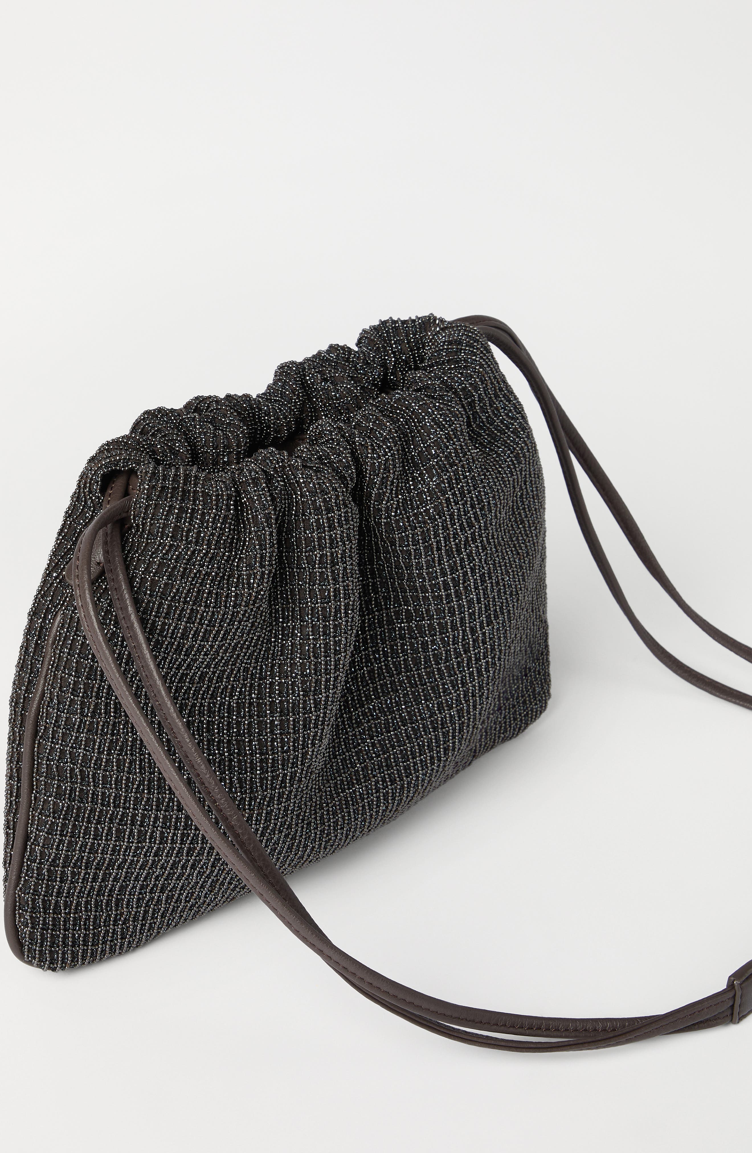 Brunello Cucinelli Riding leather soft pochette, Alternate, color, Black