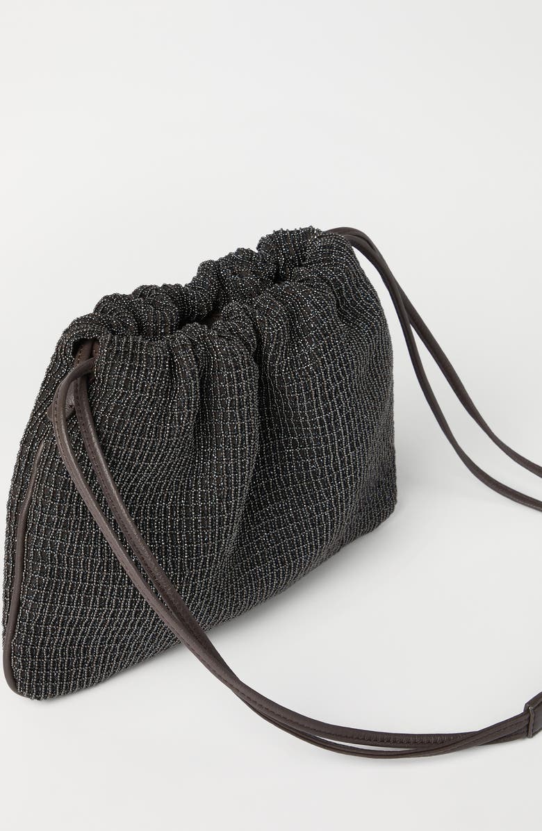 Brunello Cucinelli Riding leather soft pochette, Alternate, color, Black