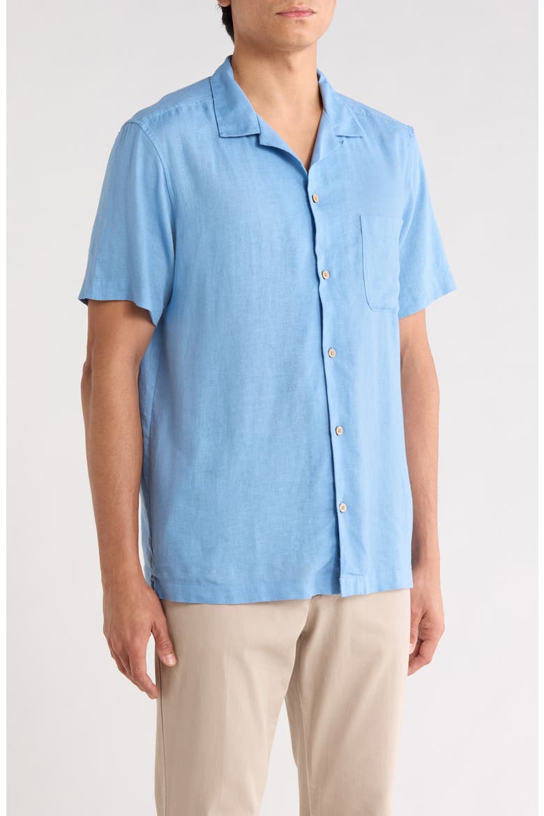Castaway Slub Linen Blend Camp Shirt, Alternate, color, COASTLINE