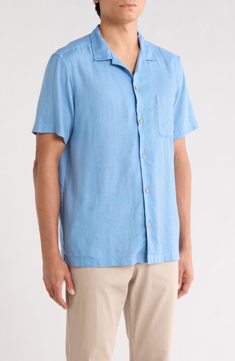 vineyard vines Castaway Slub Linen Blend Camp Shirt, Alternate, color, Coastline