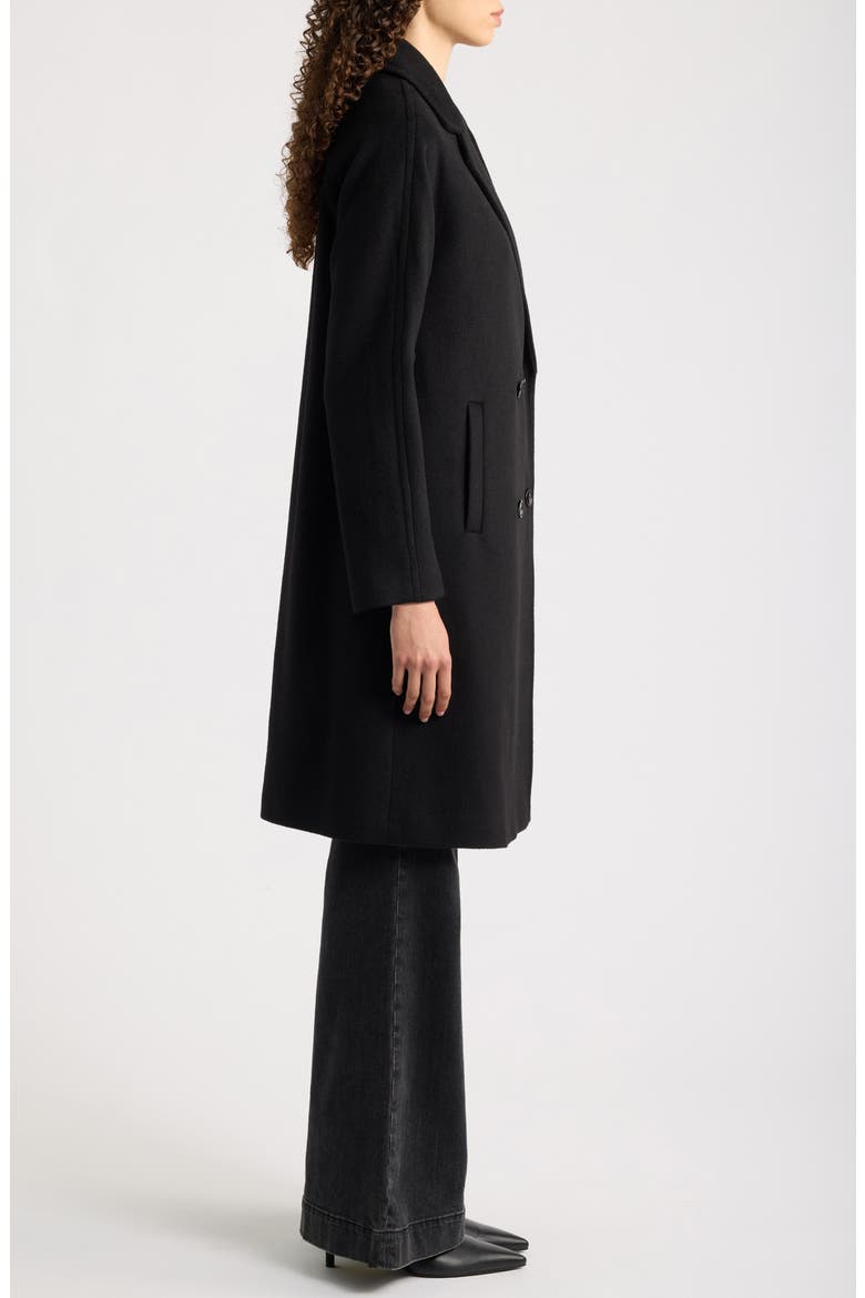 Boyfriend Double Breasted Wool Blend Coat, Alternate, color, BLACK