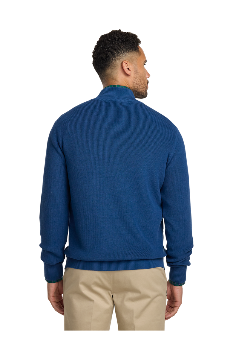 Cotton Full Zip Mock Neck Sweater Jacket, Alternate, color, Navy