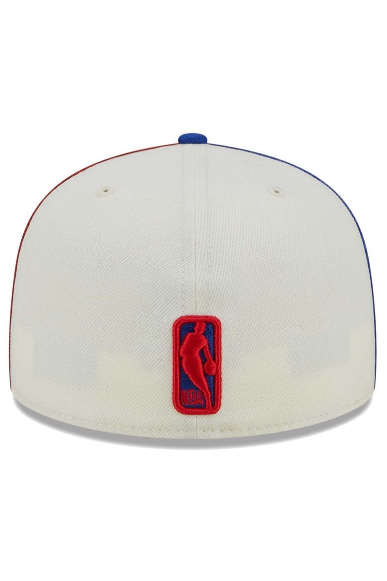 Men's New Era Cream Philadelphia 76ers Piped Pop Panel 59FIFTY Fitted Hat, Alternate, color, Cream