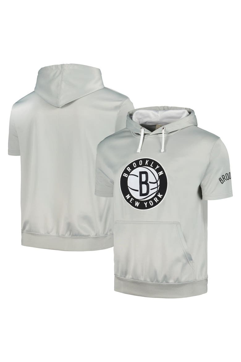 Men's Fanatics Branded Silver/White Brooklyn Nets Short Sleeve Pullover Hoodie, Alternate, color, Silver
