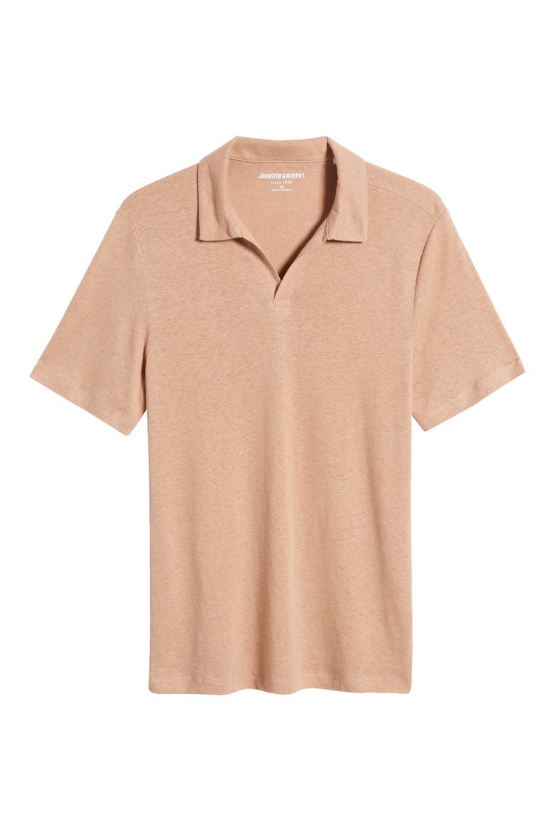 Linen Blend Johnny Collar Polo, Alternate, color, MELON