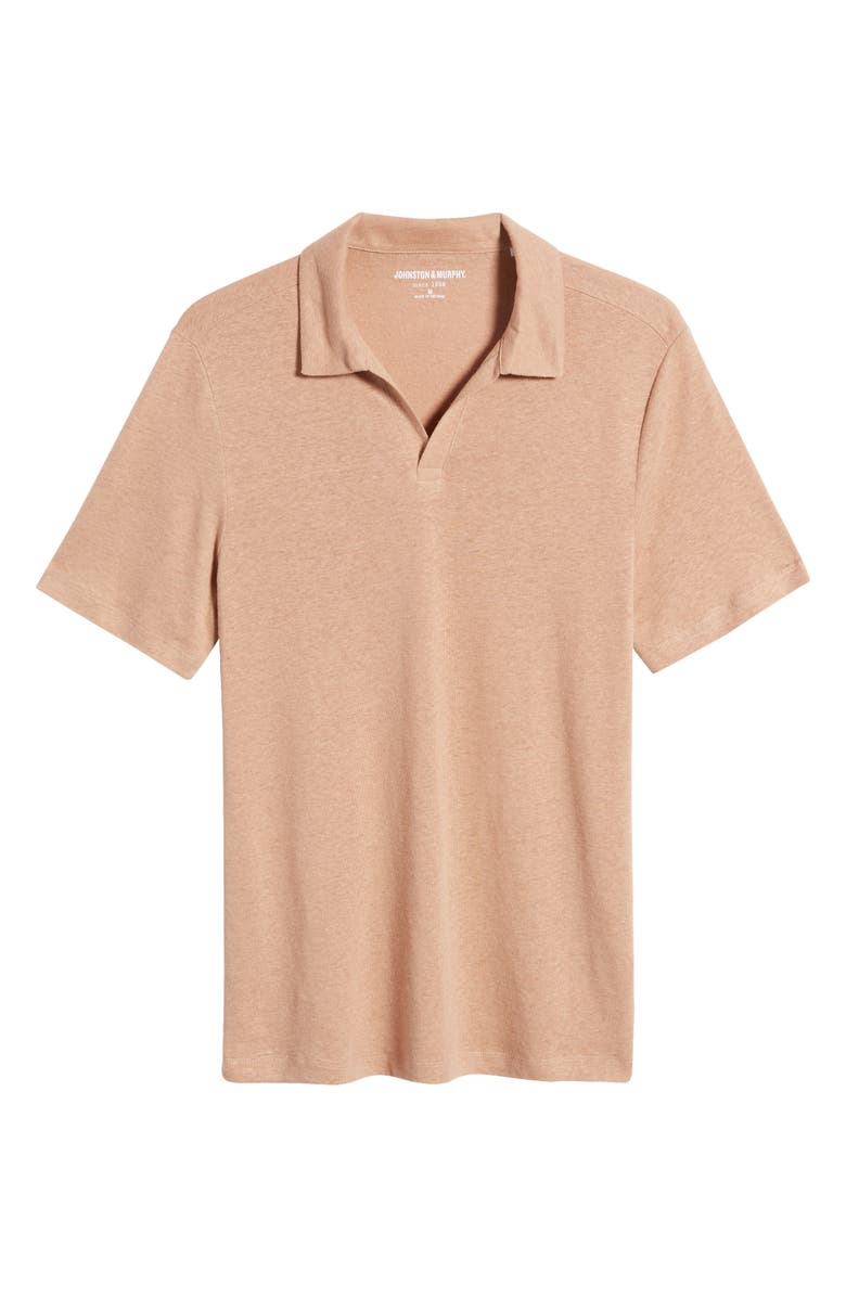 Johnston & Murphy Linen Blend Johnny Collar Polo, Alternate, color, Melon