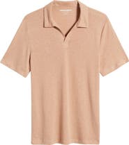 Johnston & Murphy Linen Blend Johnny Collar Polo