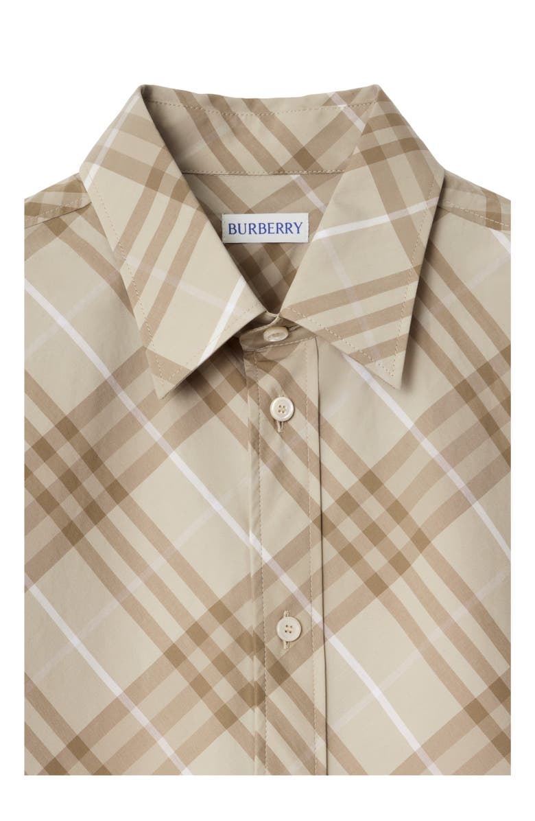 Burberry Relaxed Fit Check Cotton Shirt, Alternate, color, Stone Grey