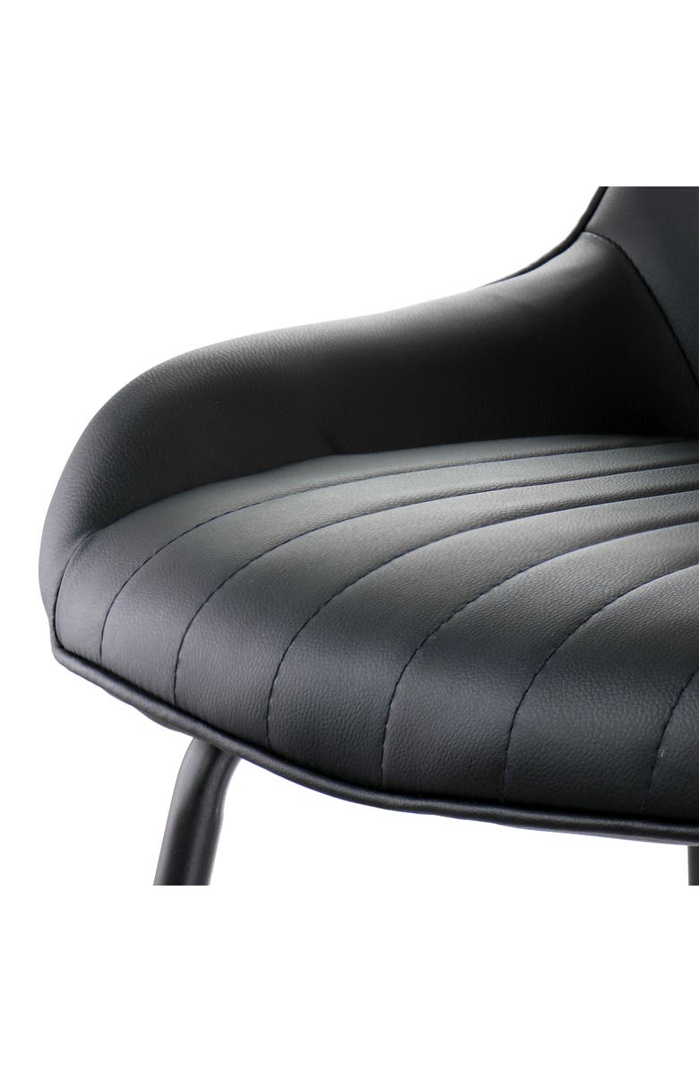 Elama 2 Piece Faux Leather Tufted Chair with Metal Legs, Alternate, color, Black