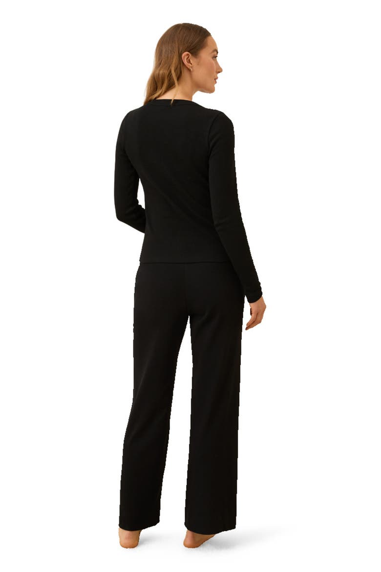 Dream Rib Wide Leg Lounge Pant Made with Organic Cotton, Alternate, color, Black