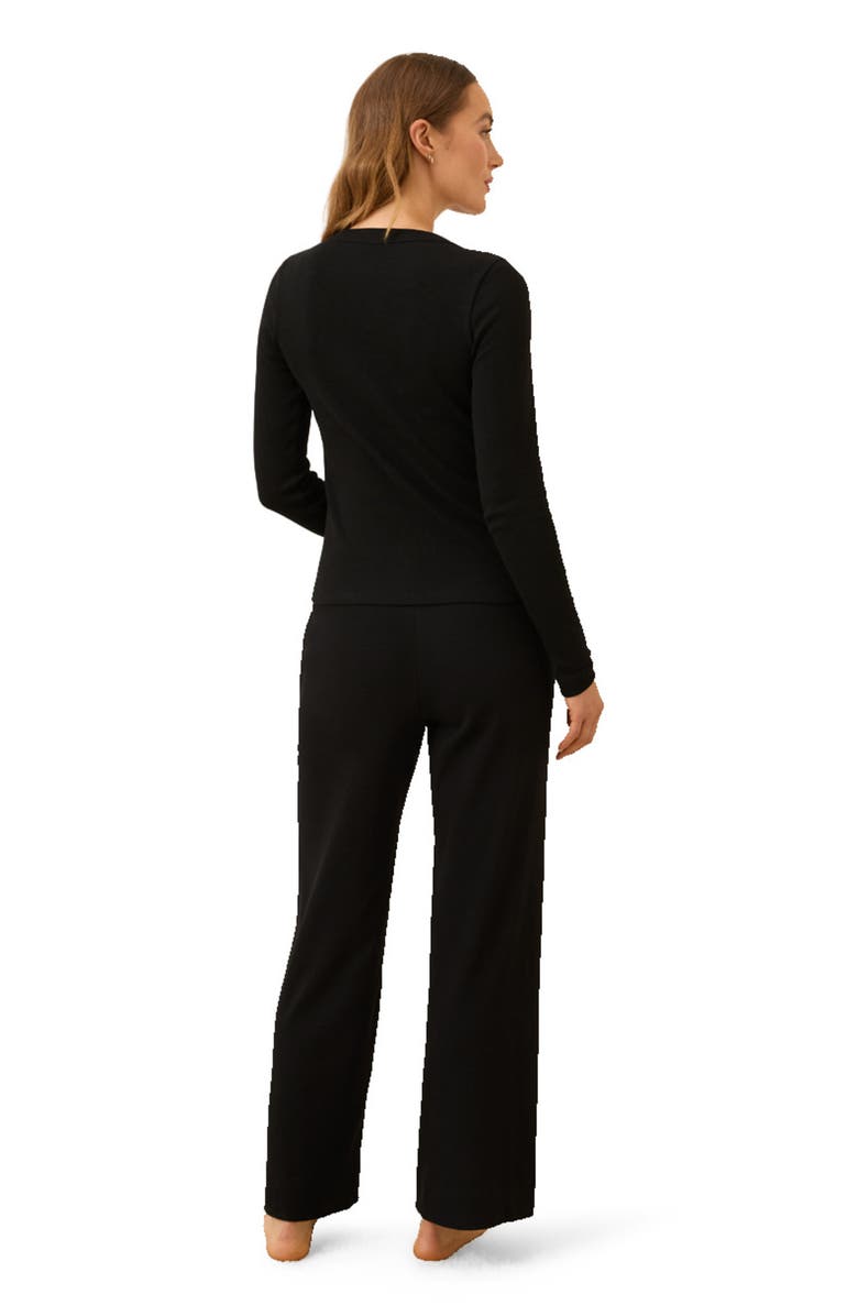 Pact Dream Rib Wide Leg Lounge Pant Made with Organic Cotton, Alternate, color, Black