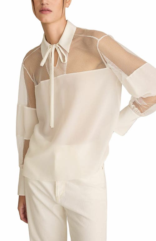 REBECCA TAYLOR REBECCA TAYLOR CREPE DE CHINE AND LACE POPOVER BLOUSE 
