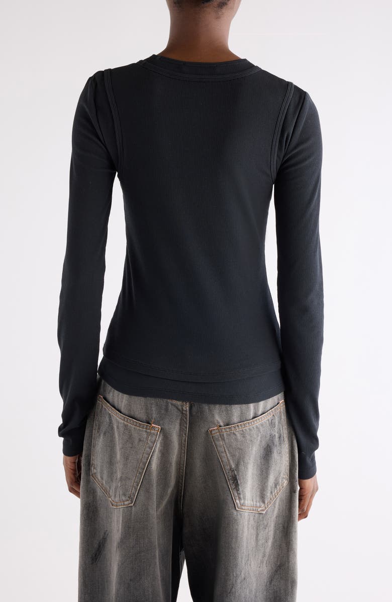 Acne Studios Elga Fairy Tale Layered Rib Top, Alternate, color, Black