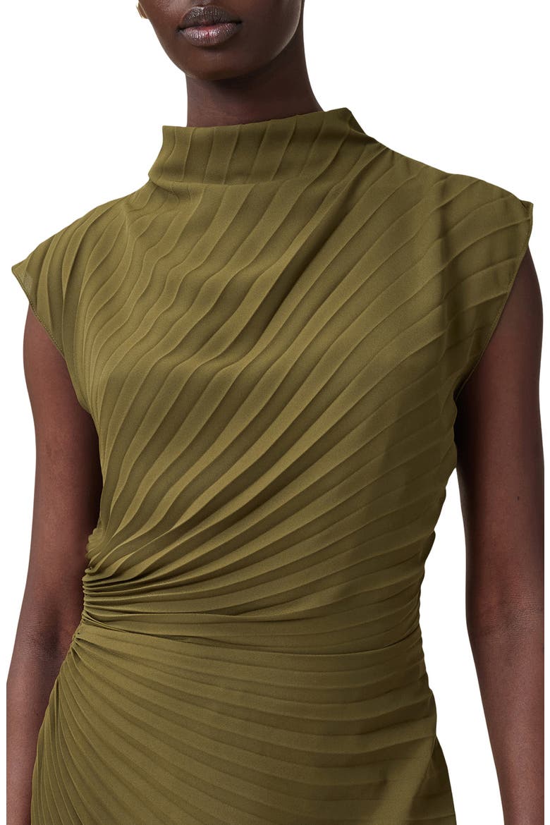 Rayanna Pleated Cap Sleeve Dress, Alternate, color, FANGO GREEN