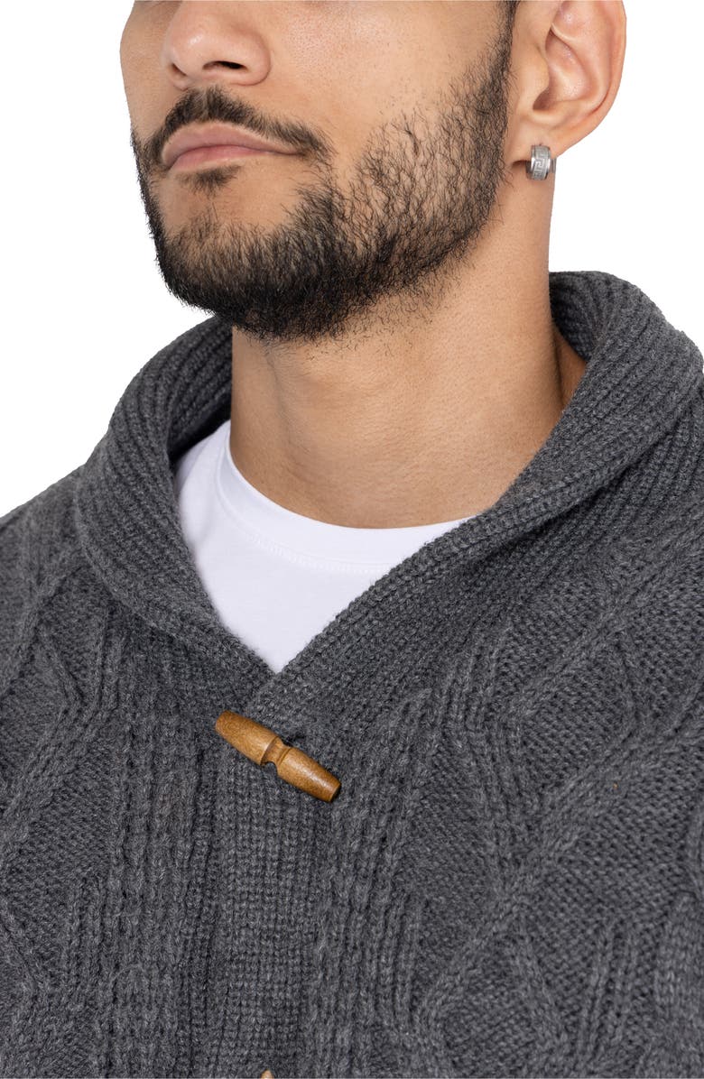 XRAY Shawl Collar Cable Knit Cardigan, Alternate, color, Charcoal