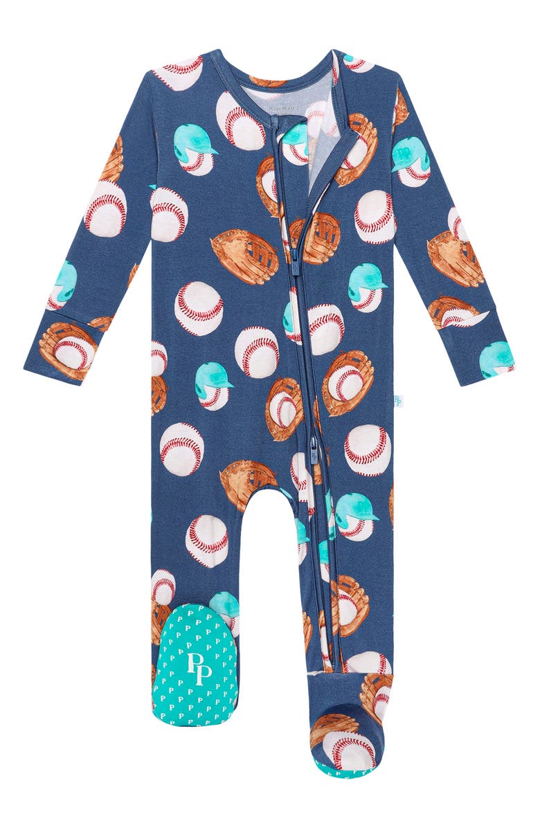 Posh Peanut Homer Double Zip Long Sleeve Footie, Alternate, color,