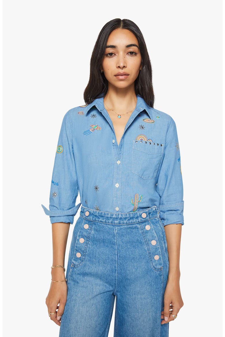 The Foxy Boxy Denim Shirt, Alternate, color, HANDS UP