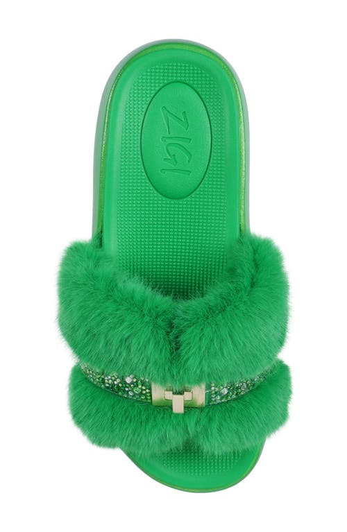 Zigi Finley Faux Fur Platform Sandal In Green
