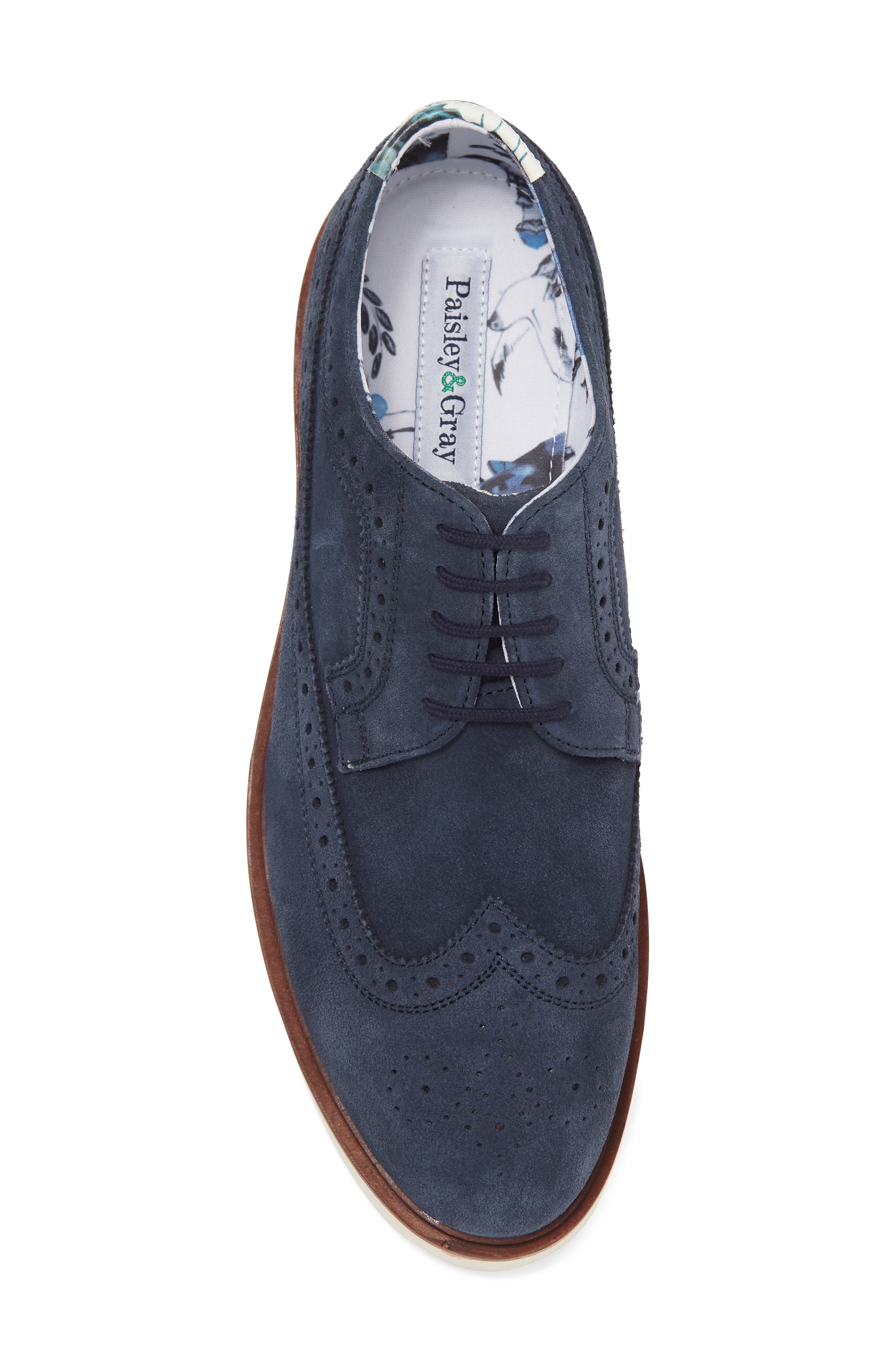 PAISLEY & GRAY Fashion Wingtip Derby, Alternate, color, Navy Suede