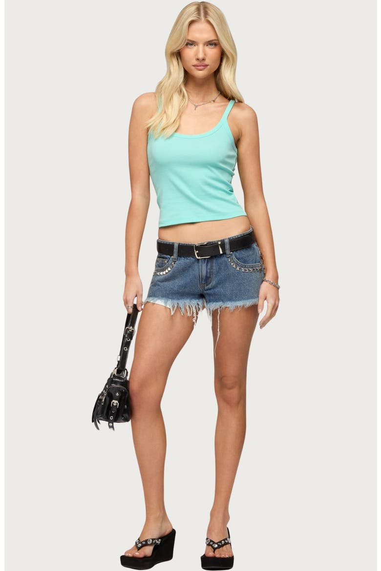 Basic Babe Stretch Cotton Crop Camisole, Alternate, color, TURQUOISE