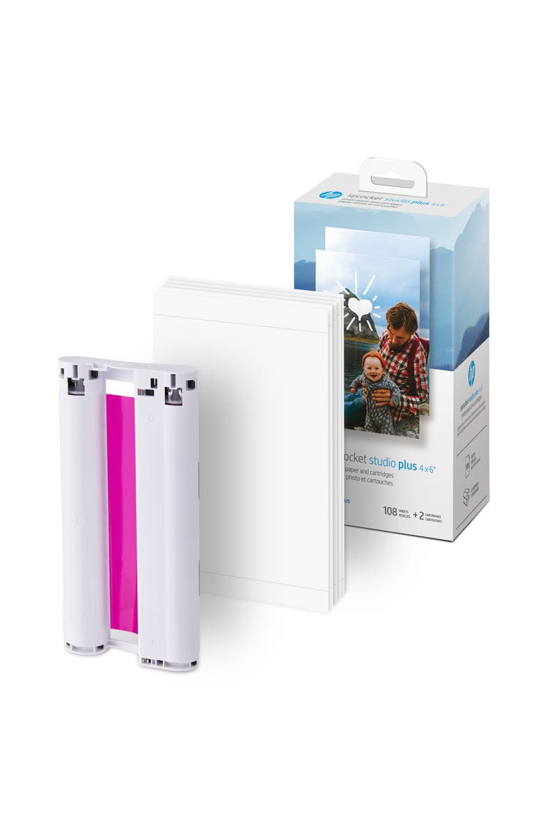 HP Sprocket Studio Plus 4x6 Photo Printer Case & Paper Bundle, Alternate, color, White