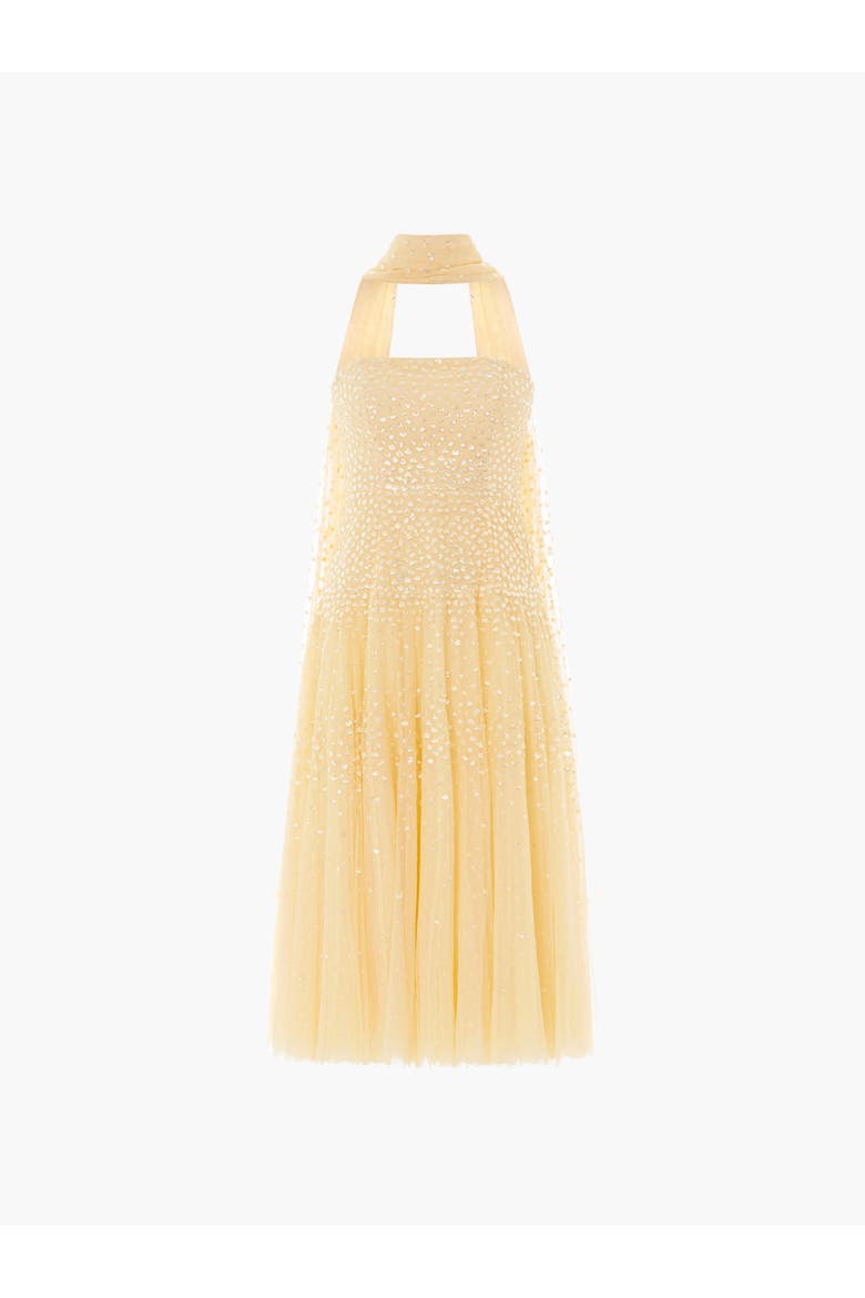 Sunrise Sequin Strapless Cape Dress, Alternate, color, Citron